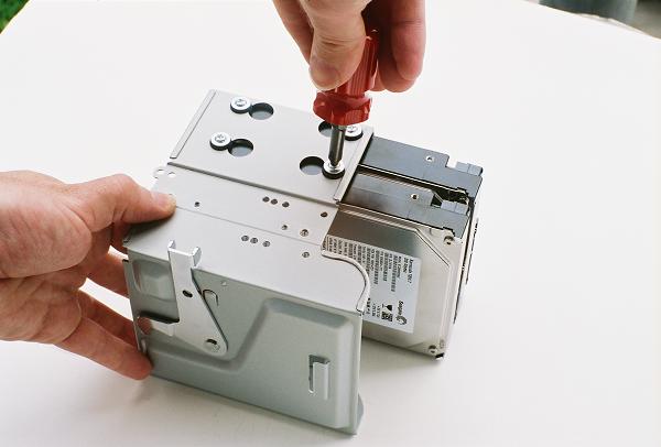 Securing the second hard drive with screws